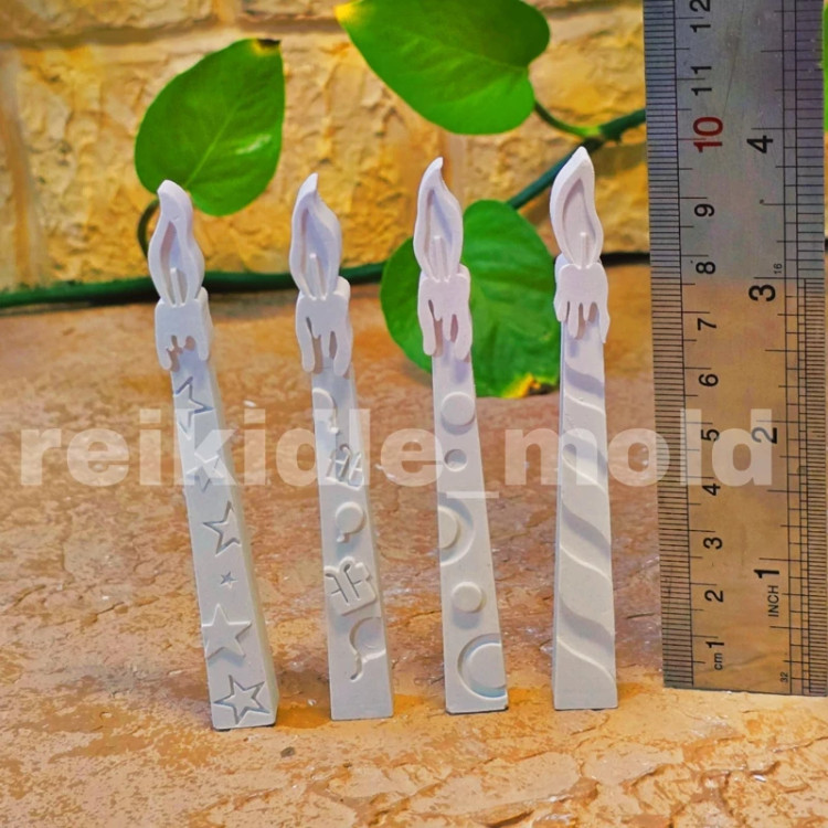 قالب سیلیکونی شمع قلمی طرح شمع 10 سانت (4تایی) قالب سیلیکونی قلمی شمع