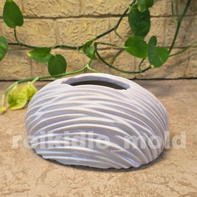 قالب جای دستمال کاغذی بیضی چین دار قالب سیلیکونی جادستمال کاغذی چین دار